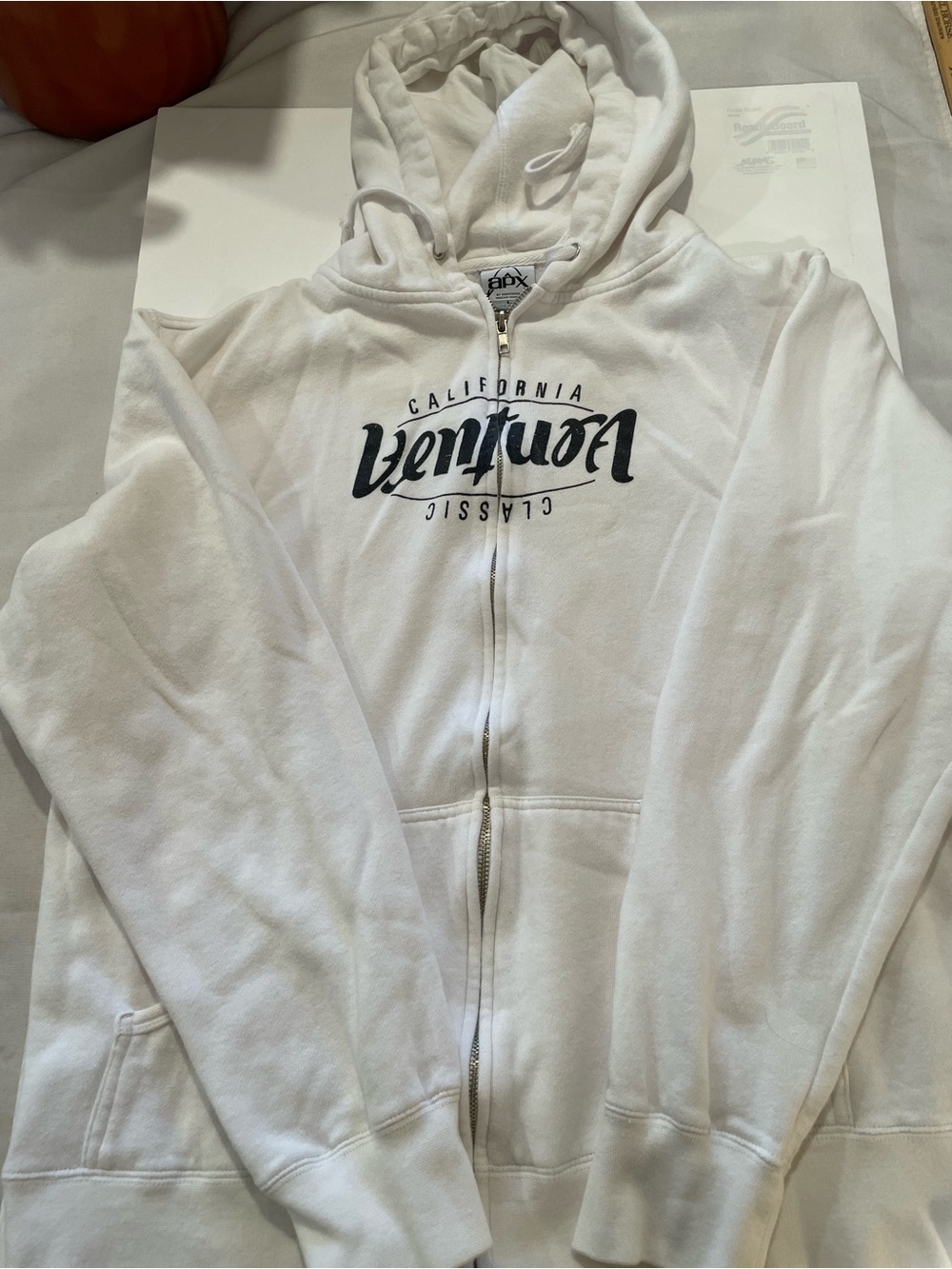 APX White Hoodie Zip Up Ventura California Size Large